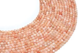 Perles facettées Pierre de Soleil 4mm sur fil 38cm