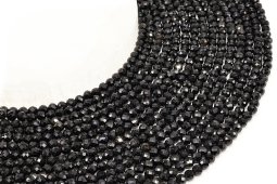 Perles facettées Tourmaline Noire 4mm sur fil 38cm