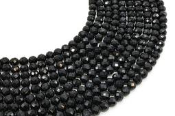 Perles facettées Tourmaline Noire 6mm sur fil 38cm