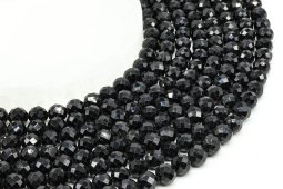 Perles facettées Tourmaline Noire 8mm sur fil 40cm