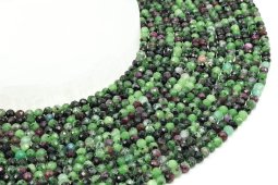 Perles facettées Rubis Zoïsite 4mm sur fil 40cm