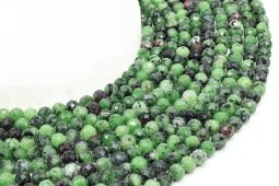 Perles facettées Rubis Zoïsite 6mm sur fil 40cm