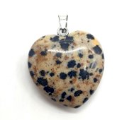 Pendentif Coeur Jaspe Dalmatien 2.5cm
