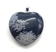 Pendentif Coeur Obsidienne Neige 2.5cm