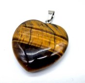Pendentif Coeur Oeil de Tigre 2.5cm