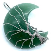 Pendentif Lune Arbre de Vie - Aventurine Verte 3.5cm