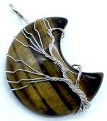 Pendentif Lune Arbre de Vie - Oeil de Tigre 3.5cm