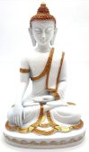 Statue Résine Bouddha Méditation Blanc/Or 28cm