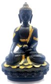 Statue Résine Bouddha & Bol Noir 28cm