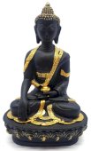 Statue Résine Bouddha & Bol Noir 20cm
