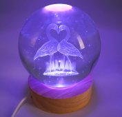 Veilleuse USB Verre Cygnes Multicolore 9cm